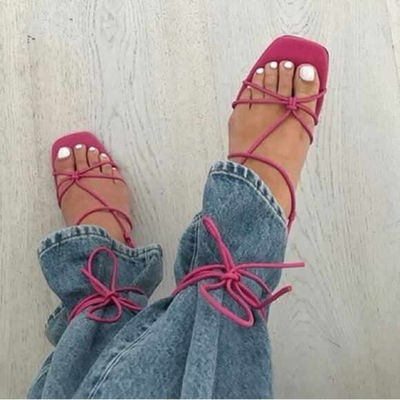 ZARA TIED HEELED SANDALS - Picture 1 of 3